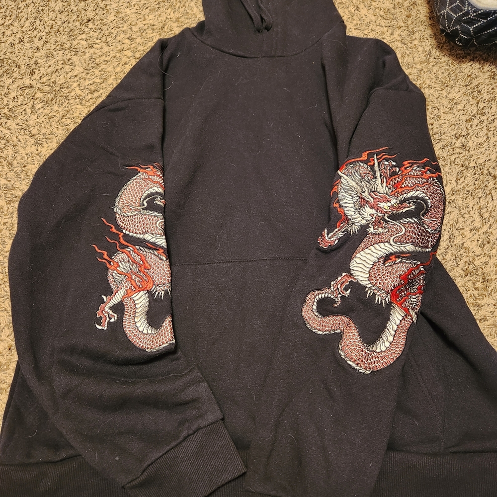 Forever 21 Black Turtleneck with Dragon Embroidery
